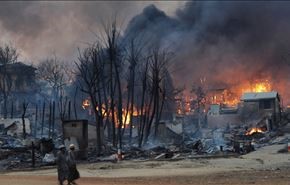 آتش زدن منازل مسلمانان و یک مسجد در میانمار