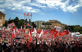 احتجاجات حاشدة في روما ضد سياسة التقشف