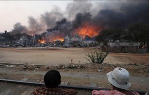احراق منازل ومساجد على يد بوذيين في ميانمار