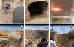 بالفيديو..التكفيريون يهدمون مقام النبي ابراهيم (ع) بسوريا