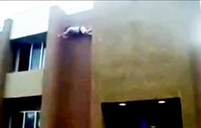 فيديو..سقوط مغامر اثناء تسلقه احد المباني
