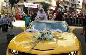 مراسم عروسی در کنار آوار انفجار بیروت + عکس
