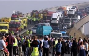 فیلم؛ تصادف 130 خودرو در انگلستان