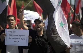 تظاهرة في غزة للمطالبة برفض العدوان على سوريا