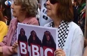 تظاهرة بلندن تنتقد انحياز الاعلام البريطاني للعدوان الاسرائيلي+فيديو