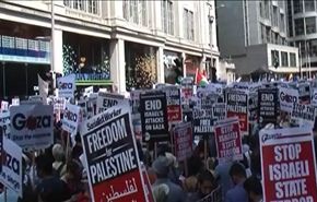 بالفيديو..الالاف في لندن يتظاهرون ضد العدوان على غزة
