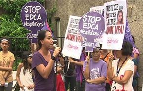 تظاهرة في الفلبين تطالب بتسليم جندي اميركي قتل فتاة فلبينية