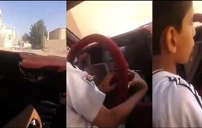 بالفيديو...طفل يفحط بالسيارة تنتهي بحادثة