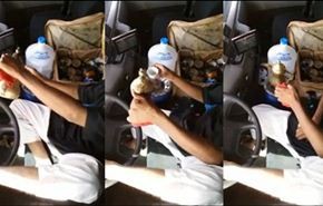 فيديو لمستهتر يحضر القهوة في سيارته ويقود بقدمه!