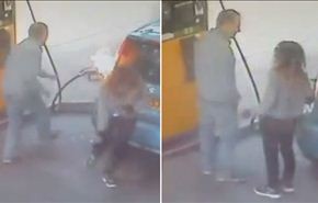 بالفيديو.. سيدة تشعل محطة للوقود لعدم حصولها على سيجارة