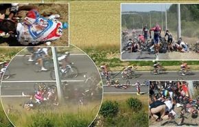 شاهد.. أبشع حادث في تاريخ سباق فرنسا للدراجات!