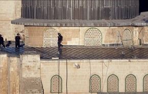 نظامیان صهیونیست بالای بام مسجد الاقصی + عکس