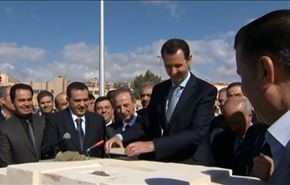 الرئيس السوري يضع حجر الاساس لمشروع في دمشق