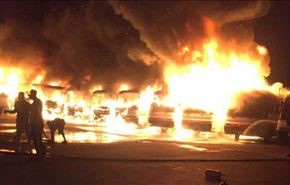 آتش گرفتن چندین اتوبوس در مکه + ویدیو