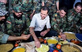بَدَل بشار اسد بر سفره افطار نظامیان سوری؟!