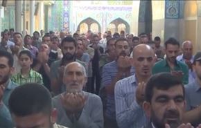 بالفيديو/اهالي دمشق يقيمون صلاة عيد الفطر بمقام السيدة زينب (ع)