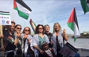 قایق بانوان حامی مردم غزه در تیمز لندن +ویدیو