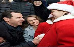 بالصور.. الرئيس الاسد وعائلته في صيدنايا بيوم الميلاد