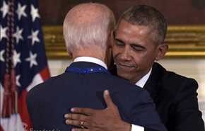 اوباما اشک بایدن را درآورد +عکس