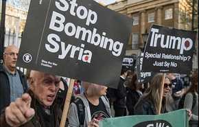 احتجاج على غارات الجوية في سوريا