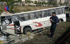 واژگونی اتوبوس حامل دانش‌آموزان در تهران +عکس