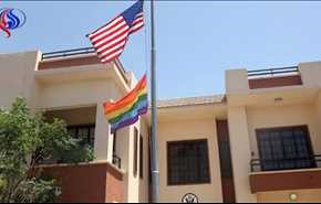 پرچم همجنس بازان بر فراز کنسولگری آمریکا در اربیل+عکس