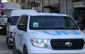قافلة مساعدات أممية تدخل النشابية في غوطة دمشق الشرقية