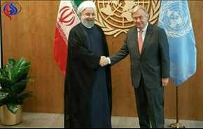 فيديو وصور/ الرئيس الايراني يلتقي بالامين العام للامم المتحدة