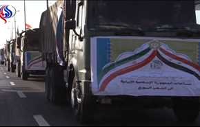 بالفيديو: قافلة المساعدات الانسانية الايرانية تصل الى دير الزور