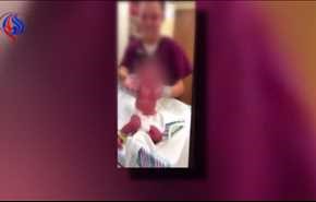 فيديو مفاجئ يوقع ممرضة في ورطة.. شاهدوا ماذا فعلت لرضيع فور ولادته!