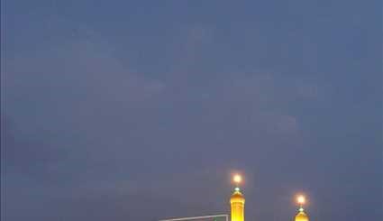 منظر الغروب فوق مرقد الإمام الحسين (ع) في كربلاء المقدسة