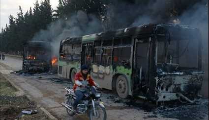 Terrorists Attack Buses Heading towards Fua'a, Kafraya to Evacuate Civilians