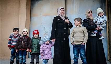 ورود اهالی فوعه و کفریا به حلب | تصاویر