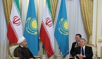 دیدار روحانی با رئیس جمهوری قزاقستان/ تصاویر