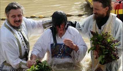 Orthodox Christians baptized in Jordan River