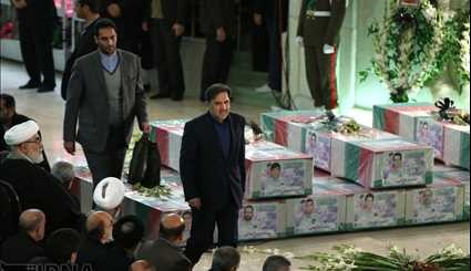 Iranian senior officials attend firemen's funeral