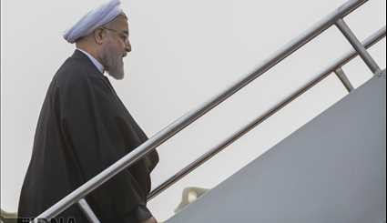 Official farewell to Pres. Rouhani leaving for Oman, Kuwait