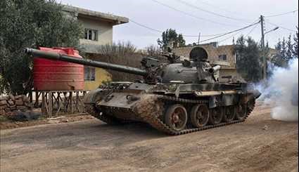 Syrian Army Tanks in Battle with Terrorists, South of Daraa