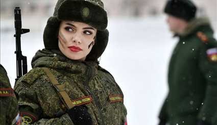 Russian female army officers compete