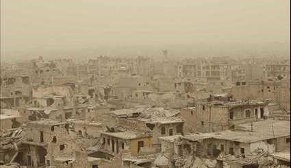 Children Play in War Ravaged Streets of Aleppo despite Sandstorm
