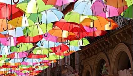 صور لمظلات تغطي شوارع البرتغال