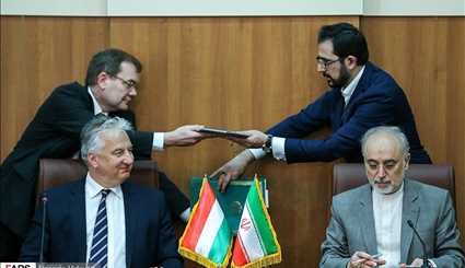 بالصور.. التوقيع على مذكرة تفاهم للتعاون النووي بين ايران والمجر