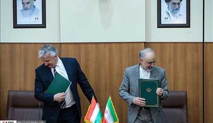 بالصور.. التوقيع على مذكرة تفاهم للتعاون النووي بين ايران والمجر