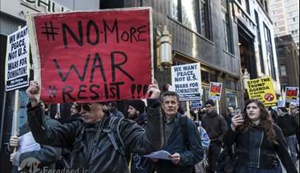 تظاهرات مخالفان حمله به سوریه در امریکا