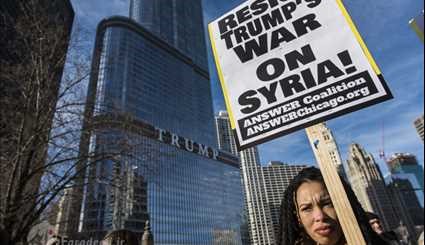 مظاهرات في امريكا تنددا بالعدوان على سوريا