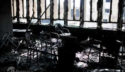مشاهد من الدمار الذي لحق بجامعة الموصل في العراق