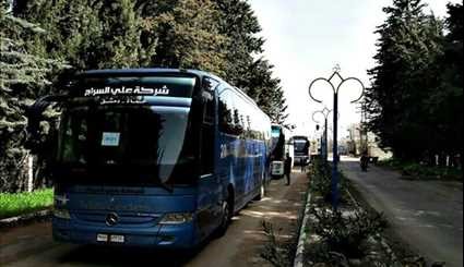 92 Buses Arrive in Zabadani, Madaya to Evacuate Militants, Their Families