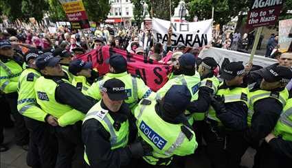 اعتراض راست های افراطی انگلیس به حملات تروریستی | تصاویر