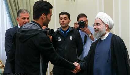 لقاء حسن روحاني مع اعضاء المنتخب الوطني الإيراني للكرة القدم