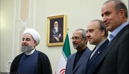 لقاء حسن روحاني مع اعضاء المنتخب الوطني الإيراني للكرة القدم
